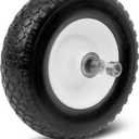 MaxxHaul 51067 12" Flat Free Solid Polyurethane All-Purpose Replacement Tire Black Wheel in 1" Bore Size With Two Bushing Adapters 1" to 5/8" With Center Hub