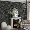 2 x Dimoon 78.7"x17.3" Vintage Wallpaper Boho Floral Peel and Stick Wallpaper Dark Black Gold Contact Paper Flower Removable Wall Paper Renter Friendly Stick on Kitchen Bathroom Self Adhesive Vinyl