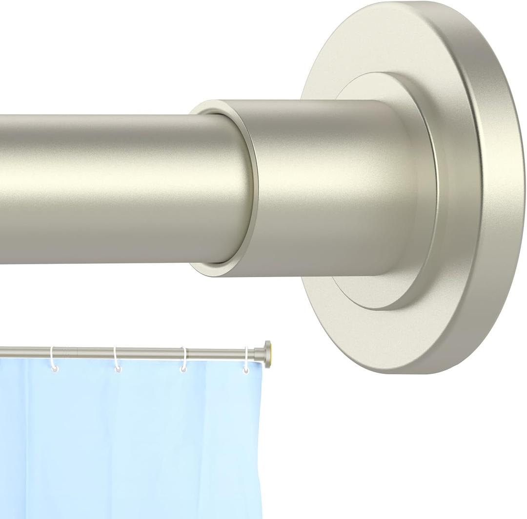 Brushed Nickel Shower Curtain Rod 31 to 68 Inch,1 Inch Diameter Adjustable Spring Tension Stainless Steel Telescoping Rod,Easy Install,No Rust