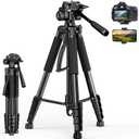 UBeesize 67 Camera Tripod with Travel Bag, Cell Phone Tripod with Bluetooth Remote and Phone Holder, Compatible with All Cameras, Cell Phones, Projector, Webcam, Spotting Scopes