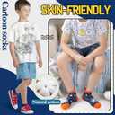 Kids Boys Ankle Socks No Show Low Cut Funny Cute Cartoon Novelty Cotton Socks 6 Pairs (5-8 Years, Space)