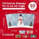 FMP Brands 50 Pack Christmas Paper Coffee Cup Sleeves, Disposable Holiday Coffee Sleeves fit 12oz, 16oz, 20oz, 24oz Disposable Coffee Cups, Hand Protection for Hot and Cold Drinks