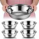 Nuogo 4 Pcs Stainless Steel Mixing Bowls Metal Mixing Bowls Extra Large Basin Salad Basin Deeper Edge Dishwasher Safe Mirror Finish for Home and Commercial, Silver (11 Inch 3.4 Qt)