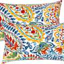LVTXIII Outdoor Lumbar Pillow Covers, Patio Decorative Lumbar Pillow Cases ONLY, Fluffy Fade-Resistant Lumbar Cushion Cases for Home Balcony and Garden, 12x20 Inch, Pack of 2, Paisley Multi