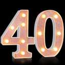 Treela 8.7'' Birthday Decorative LED Light up Numbers, Glitter Marquee Number Sign for Night Birthday Party Decorations Anniversary Bar LED Sign Backdrop Wall Table Centerpieces(40th,Rose Gold)