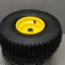 2PCS 15x6.00-6 Lawn Mower Tires, 4 Ply Tubeless 15x6-6 Front Tire Assembly Replacement for Craftsman/John Deere/Cub Cadet Riding Mowers,570lbs Capacity,3" Offset Hub,3/4" Bushing