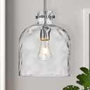 Chrome Pendant Light for Kitchen Island 10" Modern Glass Dome Hanging Light Fixture, Single E26 Ceiling Pendant Lamp for Dining Room, Hallway, Bedroom