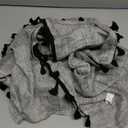 2 Pack Boho Tassel Kitchen Valances for Windows Modern Farmhouse Cotton Linen Valance Curtains Topper Country Rustic Bathroom Small Window Treatment Bohemian Decor (55x15 inch, Grey)