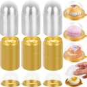 200 Pcs Clear Plastic Cupcake Boxes Mooncake Container, Mini Bundt Cake Containers, Individual Dessert Containers with Dome Lids, Mini Flan Container for Cheese Pastry Dessert