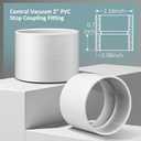 5 Pack Replacement Central Vacuum 2" PVC Stop Coupling Fitting Used for Rough