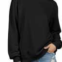 Sweatshirt for Women Long Sleeve Crewneck Womens Sweatshirt Pullover Long Sweatshirts for Women Tunic Top Loose Fit (Large, Black)