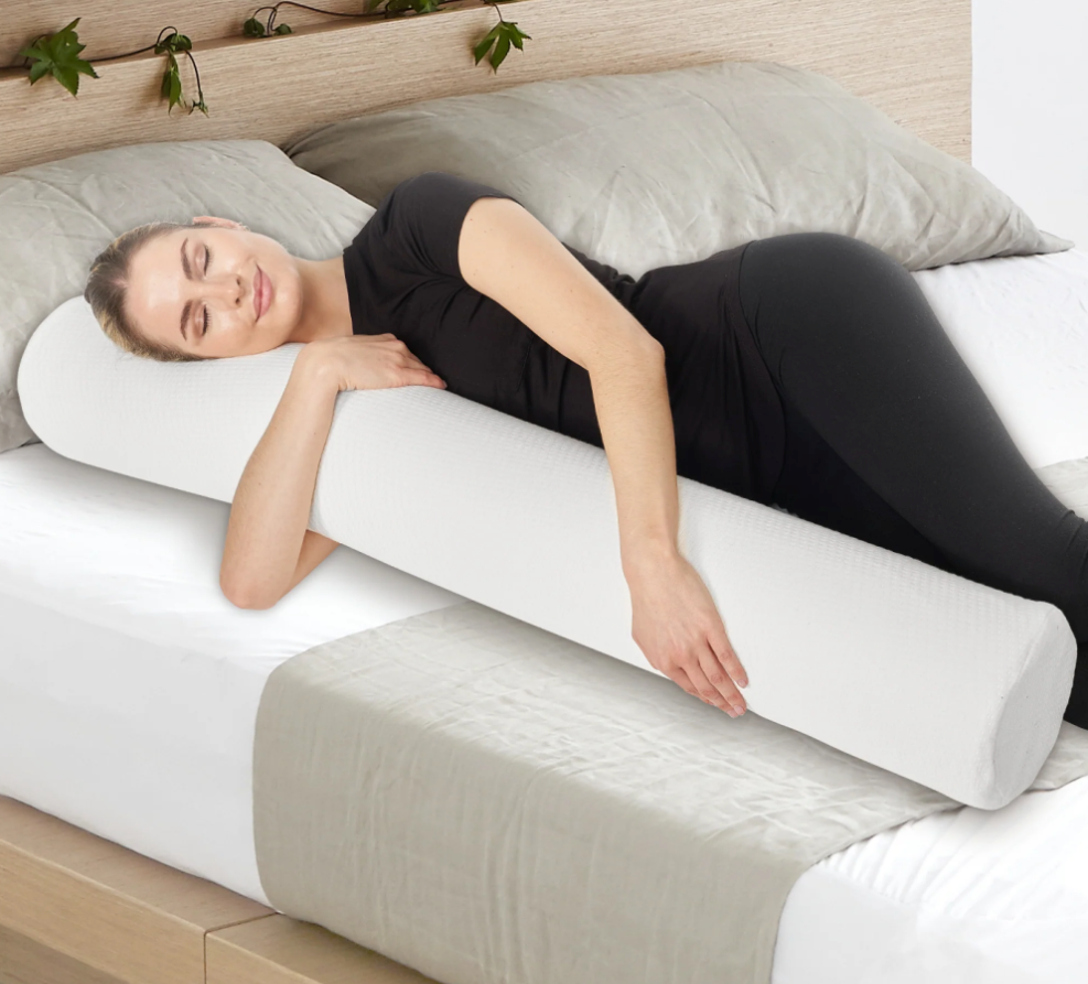 AllSett Health XXL Memory Foam Round Cervical Roll Cylinder Bolster Body Pillow with Removable Washable Cover | Ergonomically Designed Back, Neck and Spine Relief, 47” in Long x 7.5” Wide