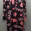 Women Sexy Bodycon Onesie Pajama Heart Print Long Sleeve Button V Neck Jumpsuit One Piece Romper Valentines Sleepwear, Small
