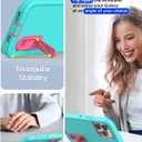 AICase for iPhone 15 Pro Max Case Built-in Stand with Glass Screen Protector,Heavy Duty Drop Protection Full Body Rugged Shockproof Military Protective Tough Durable for iPhone 15 Pro Max 6.7"_3 (Water Blue/hot pink+Glass Protector)