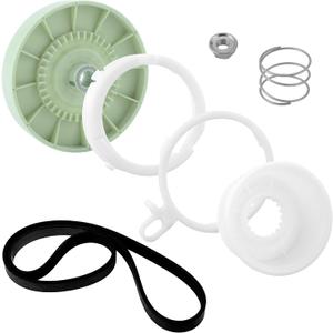 W10721967 Washer Pulley Clutch Kit & W10006384 Drive Belt Compatible for Whirl-Pool Ken-More May-tag by MIFLUS