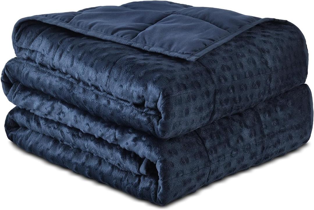 Sivio Weighted Blankets for Adults (20 lbs, 60" x 80", Navy Blue) Soft Minky Heavy Blanket for Sleeping Perfect for 140-220lbs, Queen Size Breathable Cooling Weighted Throw Blanket