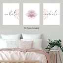 Deveosa Pink Inhale Exhale Lotus Zen Canvas Artwork Calming Wall Yoga Poster Art For Bedroom Meditation Room Dcor 16x24 Inch Unframed Set of 3