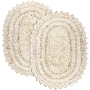 RAJRANG Shortbread Bathroom Rug Oval 24x17 Inches Pack of 2 Cotton Crochet Reversible Boho Bath Mat for Bathroom Decor