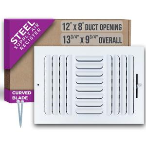 Fits 12x8 Duct Opening 3 Way Fixed Curved Blade Air Supply Diffuser by Handua | Register Vent Cover Grill for Sidewall and Ceiling | White | Outer Dimensions: 13.75" X 9.75"