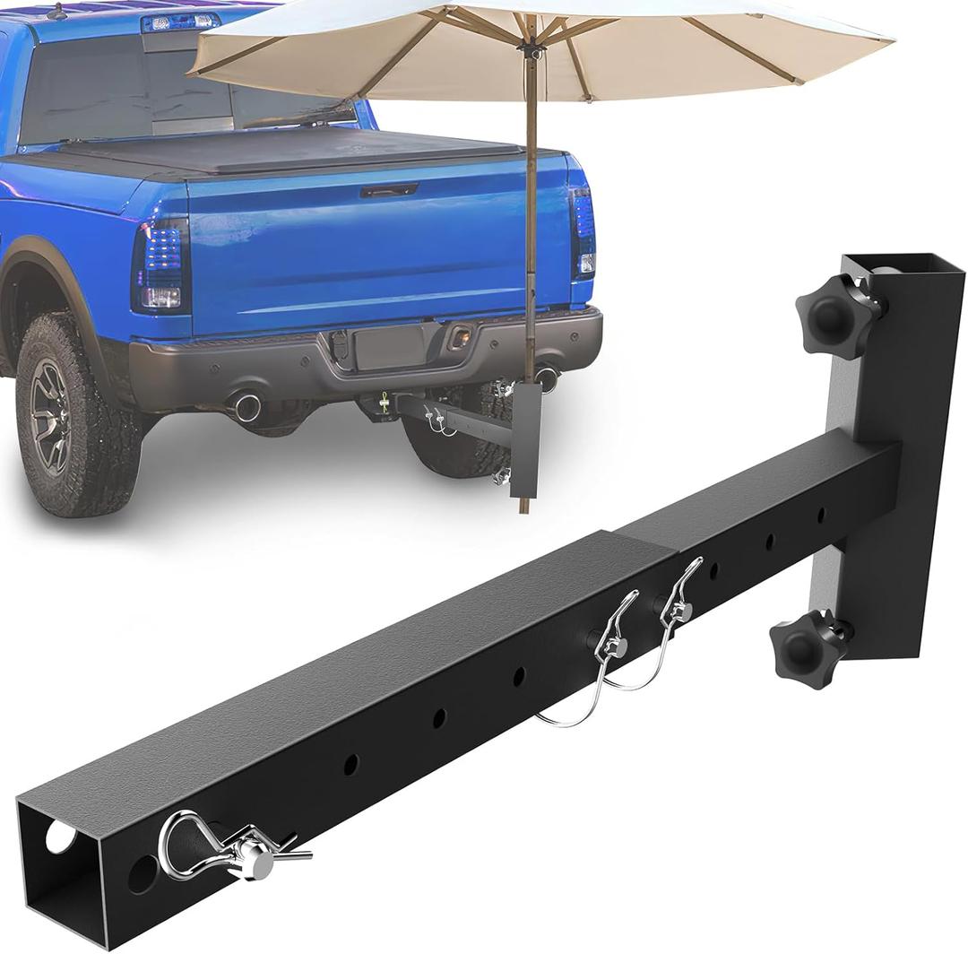 Heavy-Duty Umbrella Hitch Holder Mount for Truck, Thickened and Upgrade Square Version Fit 1-2" Pole, Universal for 2 inch Hitch Receiver Fit Truck Jeep SUV RV Trailer Pickup Camper