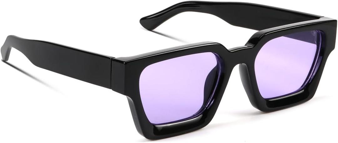 GFUIARA Trendy Square Sunglasses for Men Women Fashion Thick Rectangle Sun Glasses UV Protection Shades Designer Style (Black)
