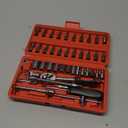 Egofine 46 Pieces 1/4 inch Drive Socket Ratchet Wrench Set, with Bit Socket Set Metric and Extension Bar for Auto Repairing and Household, with Storage Case