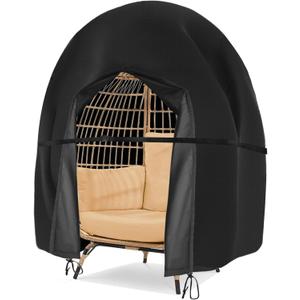 Egg Chair Cover Waterproof Double Egg Chair Covers for Outdoor Furniture 420D Patio Hanging Swing Chair Cover 91x80 inches (Black)