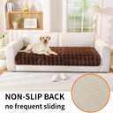 Waterproof Dog Bed Cover Non Slip Couch Covers for Dogs Washable Soft Faux Fur Sofa Cover Couch Covers for 3 Cushion Couch Sofa Pet Friendly (Brown)