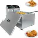 Garvee Stainless Steel Commercial Deep Fryer, 8.4 QT/8 L Countertop Electric Oil Fryer with Detachable Basket and Lid, Adjustable Temperature Control for Home and Restaurant Use, 1800W