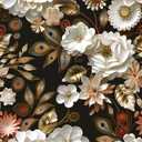Vintage Wallpaper Peel and Stick Dark Floral Contact Paper 17.5in x 118in White Gold Flower Wallpaper Vinyl Waterproof Self Adhesive Boho Leaf Botanical Wall Paper for Bedroom Cabinet Table Decoration