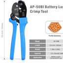 iCrimp AP-50BI Battery Cable Ring Terminal Crimper for 8, 6, 4, 2AWG Copper Cable Lugs, Heavy Duty Wire Lugs and Battery Cable Ends