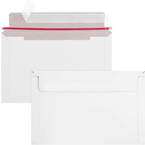100 Pack 6.5x4.5 inch Rigid Mailer Self Seal Photo Document Mailers, Stay Flat White Cardboard Shipping Envelopes White Photography Mailers for CD, Photos, Document