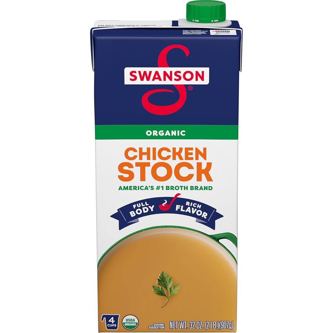 SWANSON S 100% Natural Organic Chicken Stock, 32 oz Carton