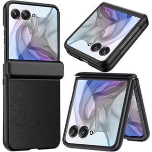 NINKI Compatible for Motorola Razr 2024 Plus Case with Built-in Screen Protector,Hinge Protection Case for Moto Razr 50 Ultra Shockproof Ultra Slim Case for Moto Razr 2024 Plus Black