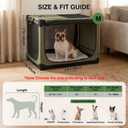 Veraste 24" L x 17" W x 17" H Collapsible Travel Dog Crate, Portable Soft Dog Kennel for Small Medium Pets up to 30 lbs, 4-Door Foldable Travel Crate with Durable Mesh & Storage Bag, Green