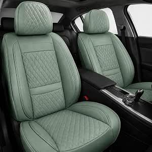 ZenRide Green Thick Nappa Leather Automotive Front Car Seat Covers Set of 2