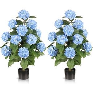 3FT Artificial Hydrangea Tree,Blue 2 Pack
Faux Silk Plant, Fake Hydrangea Bush Flower Tree, For Porch Patio Living Room Decor