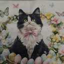 MIGEEN Spring Easter Pillow Covers 18x18 Inch Lovely Cow Cat Butterfly Throw Pillow Covers Floral Pillow Case for Easter Decoration Sofa Patio Garden