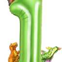 Dinosaur 1st Birthday Balloons Supplies- 40 Inch Large Foil Helium Green Number 1 Balloon with 4 Mini Dino Balloons, Dinosaur Theme Party Decor for Boys First Birthday Photo Props(Green 1)