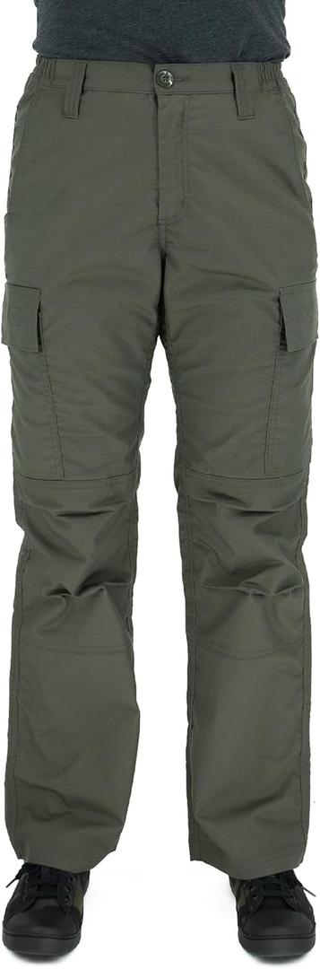 LAPG Women's Stretch Core Cargo Tactical Pants, Elastic Waistband, High Rise, Relaxed Fit, Outdoor Work Pants, Multi-Color (Od Green, 4 Short)