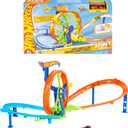 Hot Wheels Toy Car Track Set, Launch and Loop Playset & 1:64 Scale Die-Cast Vehicle, Crash Area on Figure 8 Track with Loop-Kicker Booster