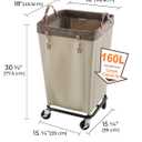 StorageWorks 160L Laundry Basket with Wheels, Large Rolling Hampers for Clothing Organizer, Dirty Clothes Basket for Hotel, Home, Closet, Dorm, Light Khaki
