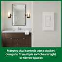 Lutron Maestro LED+ Dual Dimmer and Switch | 75-Watt LED Bulbs/2.5A Fans, Single-Pole | MACL-L3S25-WH | White