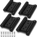 KOLET Double Action Door Hinges, 3 Inches Swinging Hinges, Saloon Hinges with Commercial Grade Stainless Steel, Self Closing Door Hinges, for Saloon, Cafe, and Bar, Matte Black, 4 Pack
