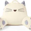 Blissful Diary Kitty Reading Pillow for Kids/Teens/Adults, Back Pillow for Sitting Up in Bed with Shredded Memory Foam, Bed Rest Pillow with Arms, Back Support Pillow with Washable Cover (Off White)