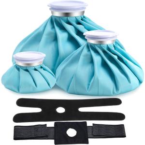 Ice Bags for Injuries Reusable: Ohuhu 3 Packs Ice Cold Packs with 2 Wrap Ice Bag Hot Water Hot & Cold Therapy Pain Relief for Knee Leg Injury No-Leak Waterproof Ice Bags 3 Sizes 6"/9"/11", Light Blue