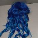 Ombre Blue Wig for Women, Blue Wavy Wig Middle Part 26 Inch Blue Wigs Heat Resistant Synthetic Wigs for Daily Party Use