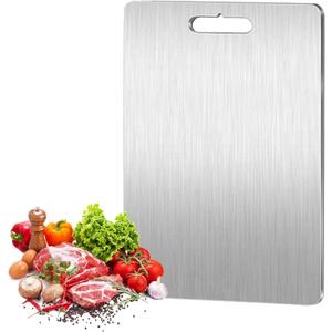 Titanium Cutting Board, 100% Pure Titanium Cutting Boards for Kitchen,304 Stainless Steel Food Grade Cutting Boards for Meat Fruit & Vegetable (14.2 * 9.8inch), Large, Gray