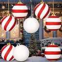 8 Pack Extra Large Christmas Ornaments Outdoor 6 Inch Red and White Balls Christmas Tree Decorations Jumbo Shatterproof Plastic Balls Giant Oversizded Ornament for Outside Lawn Yard Hanging Decor