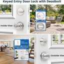 5 Pack Front Door Lock Set, Keyed Alike Exterior Door Lock Set with Deadbolt, Single Cylinder Deadbolt Lock and Entry Door Knob Set,Round Ball Brushed Nickel Door Knobs with Lock and Keys